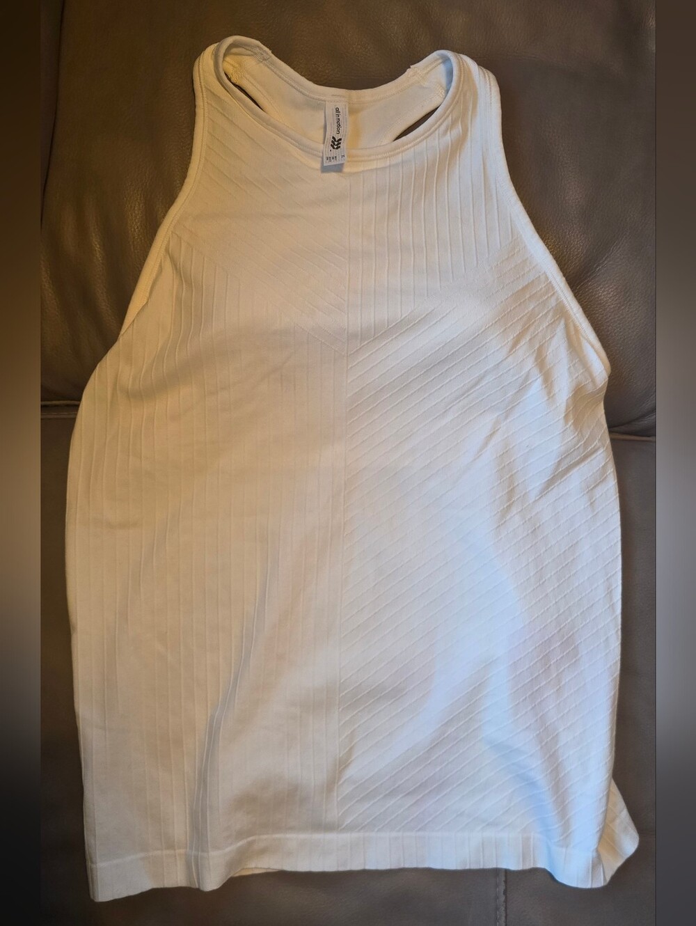 all in motion White Ribbed Tank Top - Sleeveless High Neck